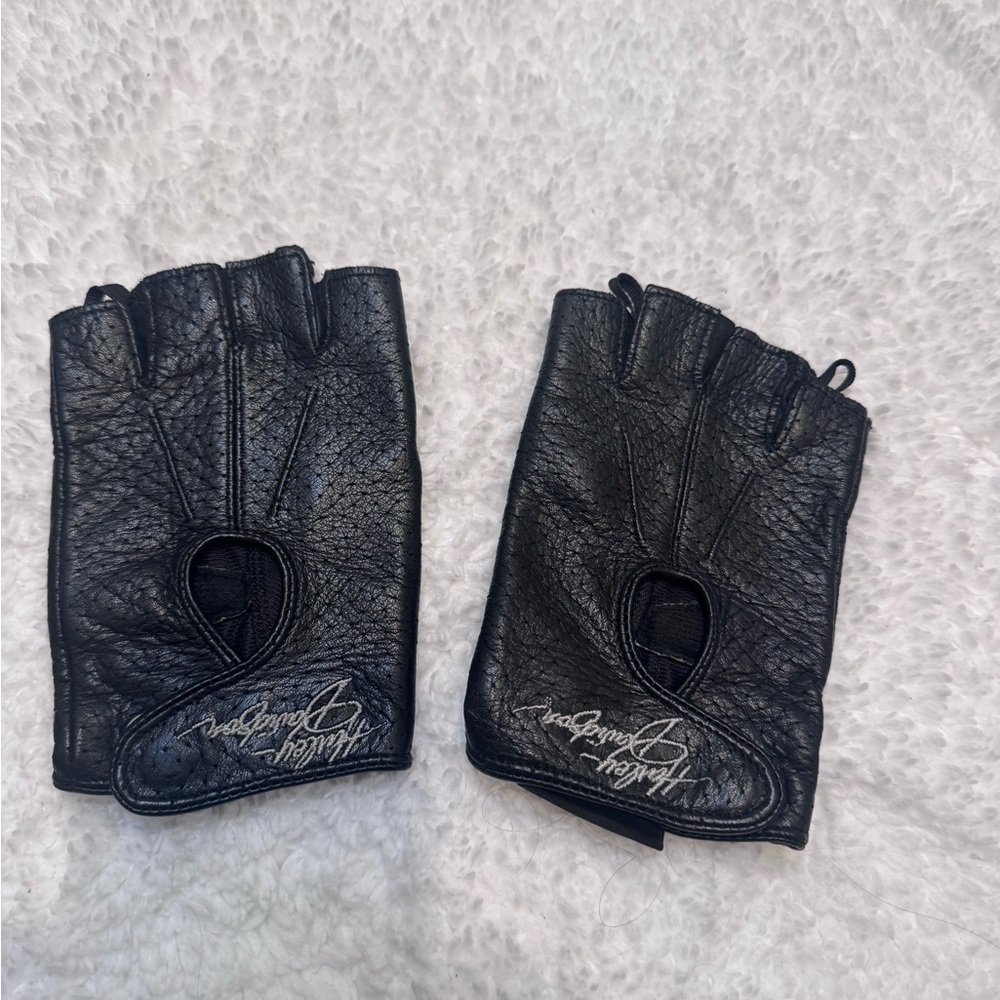 Harley-Davidson Black Fingerless Leather Gloves